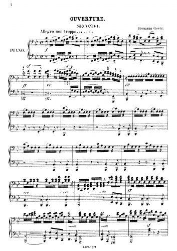 Goetz - Der Widerspenstigen Zähmung - Overture For Piano 4 hands - Score
