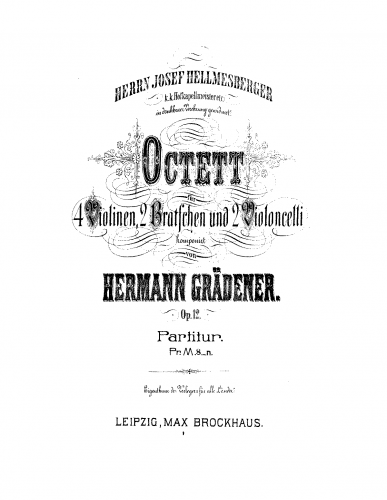 Grädener - String Octet, Op. 12 - Scores - Score