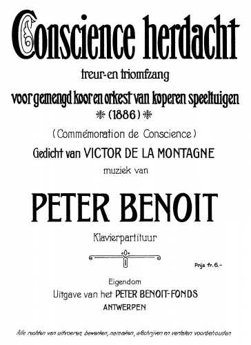 Benoît - Conscience herdacht - Vocal Score - Score