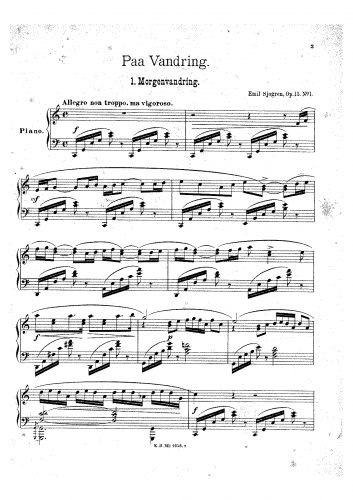 Sjögren - Paa Vandring, Op. 15 - Score