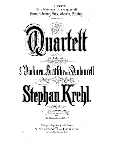 Krehl - String Quartet - Scores - Score