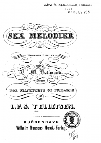 Bellman - Fredmans epistlar - Selections For Guitar solo - 6 Melodies from Fredman's Epistles