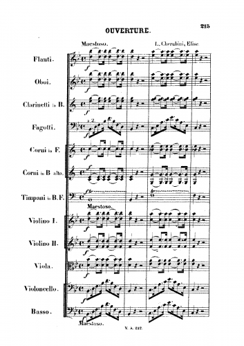 Cherubini - Eliza, ou Le voyage aux glaciers du Mont St-Bernard - Overture - Score