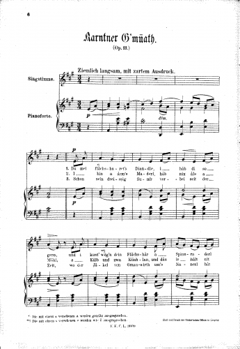 Koschat - Karntner G´müath, Op. 11 - Score