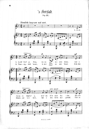 Koschat - s´Herzlad, Op. 21 - Score
