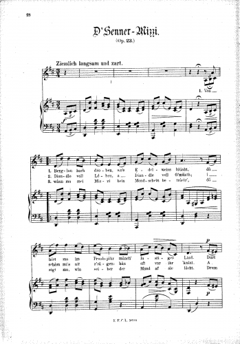 Koschat - D´Senner-Mizzi, Op. 23 - Score