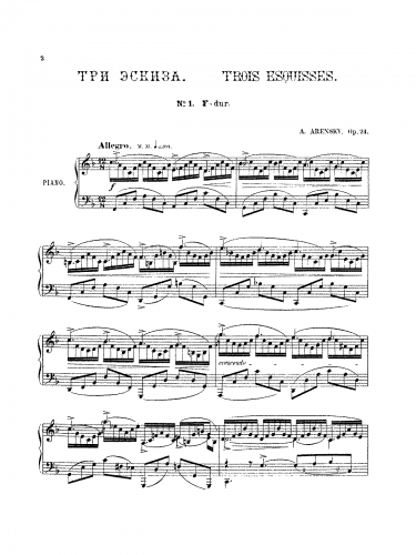 Arensky - 3 Esquisses - Score