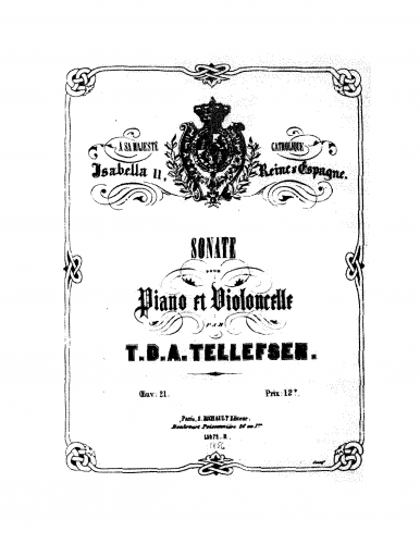 Tellefsen - Sonata for Cello and Piano, Op. 21 - Score
