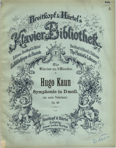 Kaun - Symphony No. 1 An mein Vaterland - For Piano 4 Hands - Score