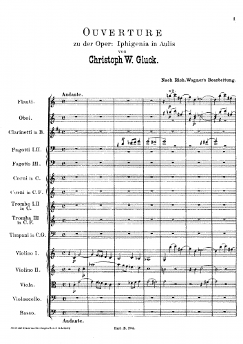 Gluck - Iphigénie en Aulide - Overture - Score