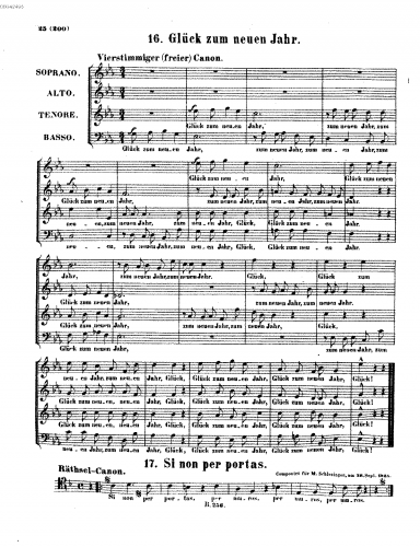Beethoven - Canon à 4 'Glück zum neuen Jahr' - Score
