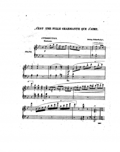 Richards - Cest une Fille Charmante que jaime, Op. 5 - Score