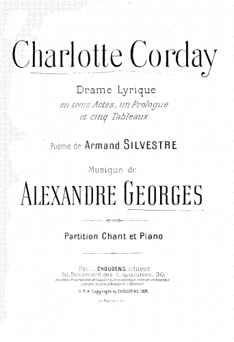 Georges - Charlotte Corday - Vocal Score - Score
