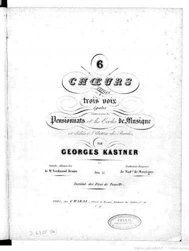 Kastner - 6 ch?urs faciles à trois voix égales - Score