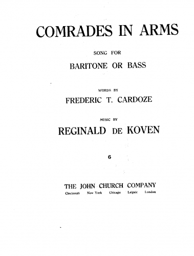 De Koven - Comrades in Arms - Score