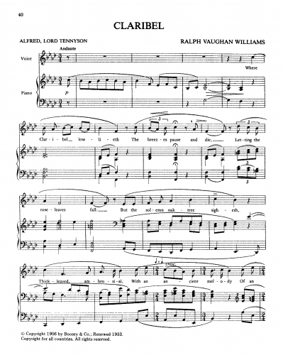 Vaughan Williams - Claribel - Score