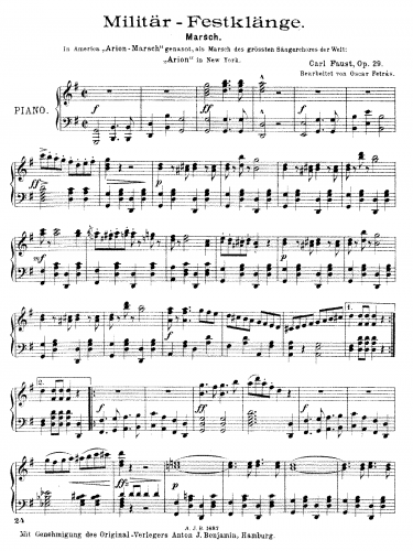 Faust - Militär-Festklänge Marsch - For Piano solo (Fetrás) - Score