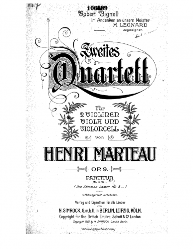 Marteau - String Quartet No. 2 - Score