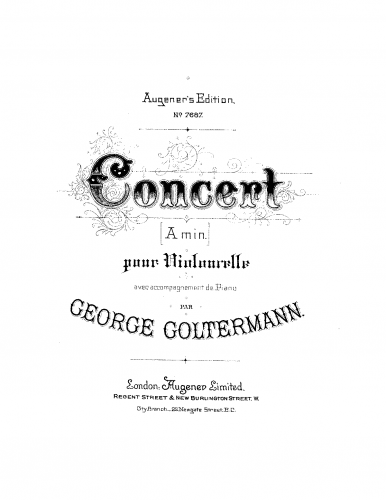 Goltermann - Cello Concerto No. 1 Op. 14 - For Cello and Piano - Piano score and cello part
