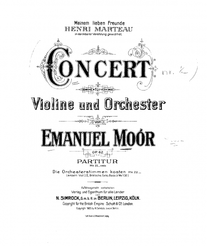 Moór - Violin Concerto - Score