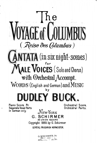 Buck - The Voyage of Columbus - Vocal Score - Score