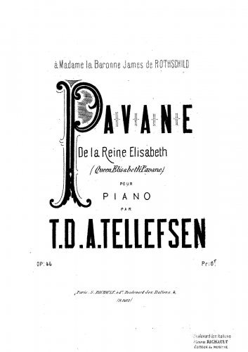 Tellefsen - Pavane de la Reine Elisabeth, Op. 44 - Score