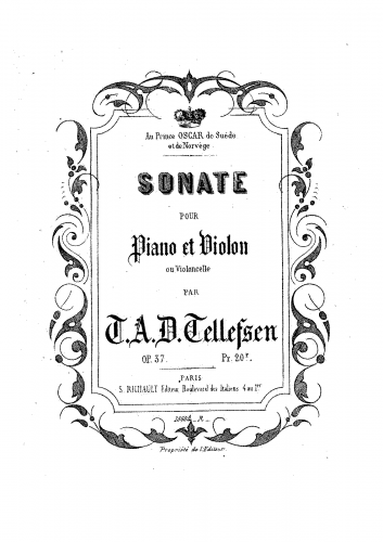 Tellefsen - Sonate No. 2 for Violin and Piano, Op. 37 - Score