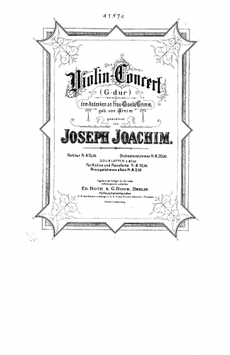 Joachim - Violin Concerto No. 3 - For Violin and Piano