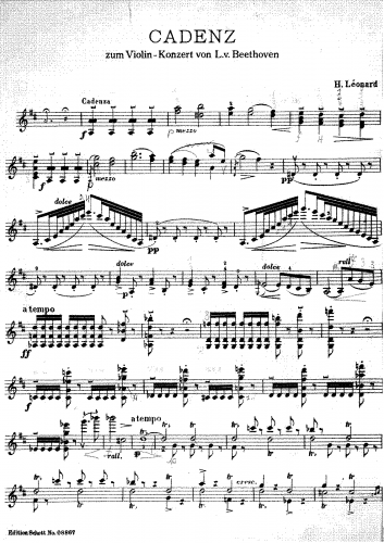 Léonard - Cadenz zum Violin-Konzert von L.v. Beethoven - Score