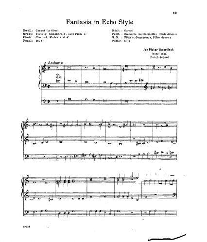 Sweelinck - Fantasia in Echo Style - Score