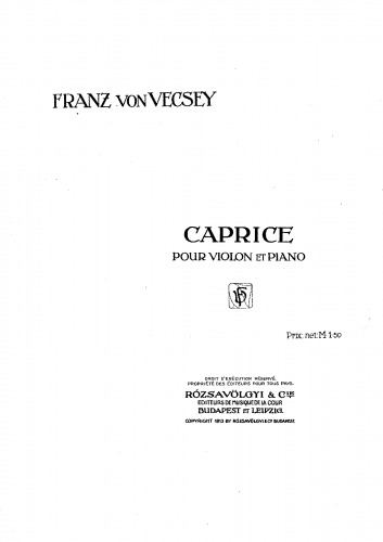 Vecsey - Caprice in F Sharp Major - Scores and Parts - Piano score and Violin part
