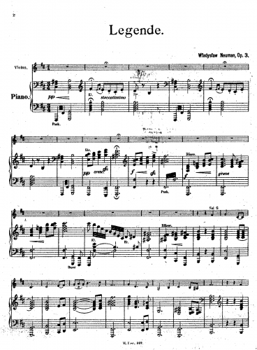 Neuman - Legende - For Violin and Piano - Piano Score