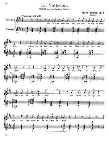 Ziegler - Im Volksten, Op. 6 - Score