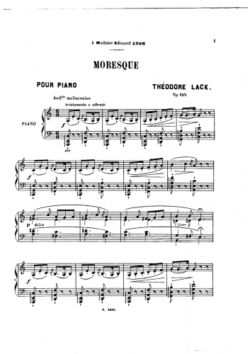Lack - Moresque, Op. 127 - Score
