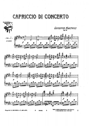 Martucci - Capriccio di concerto, Op. 24 - Score