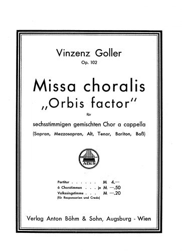 Goller - Missa choralis 'Orbis factor' - Score