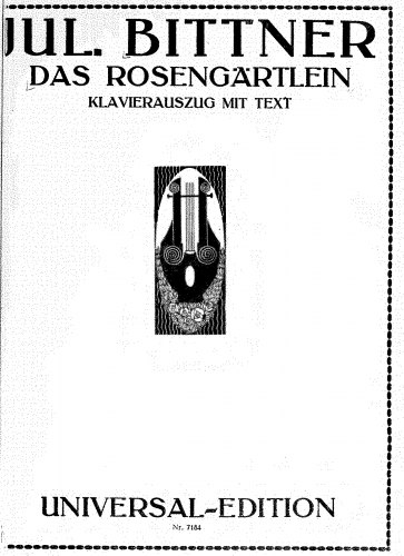 Bittner - Das Rosengärtlein - Vocal Score - Score