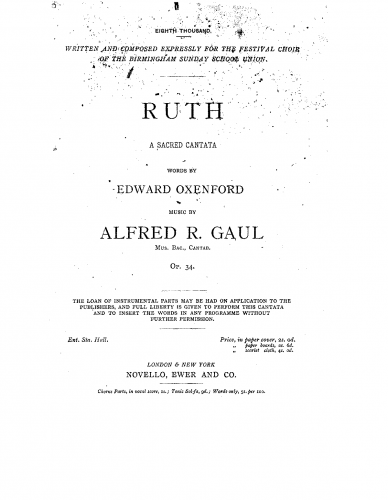 Gaul - Ruth - Vocal Score - Score