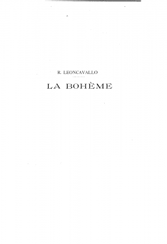 Leoncavallo - La bohème - For Piano solo - Score