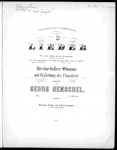 Henschel - 3 Lieder - Score