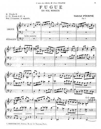Pierné - Fugue, Op. 3 - Score