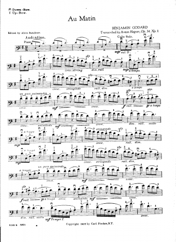 Godard - Au matin - For Cello solo (Hegner) - Cello score