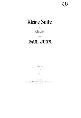 Juon - Kleine Suite, Op. 20 - Score