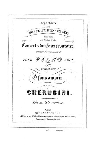 Cherubini - O fons amoris - For Piano solo (Unknown) - Score