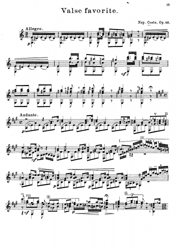 Coste - Valse Favorite, Morceau de bravoure, Op. 46 - Score