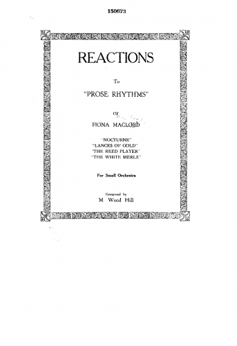 Hill - Reactions to Prose rhythms of Fiona MacLeod - Score