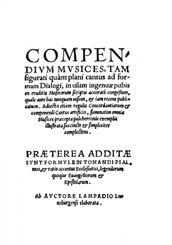 Lampadius - Compendium musices - Books - Complete Book
