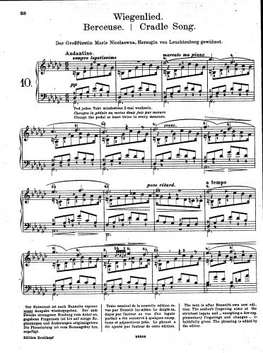 Henselt - Wiegenlied, Op. 45 - Score