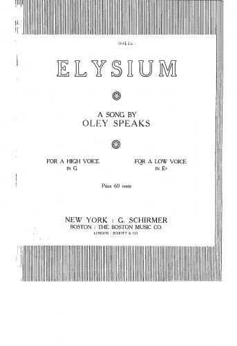 Speaks - Elysium - Version for Low Voice in E♭ major