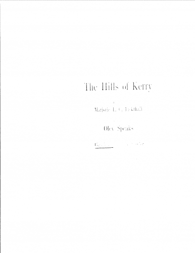 Speaks - The Hills of Kerry - Version for High Voice in F major